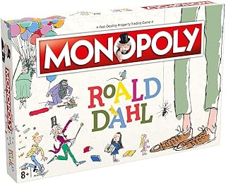 Winning Moves Roald Dahl Monopoly Board Game, Choose your token from Matilda’s books, James’s Giant Peach and tour characters and locations from the Roald Dahl stories, for ages 8 plus