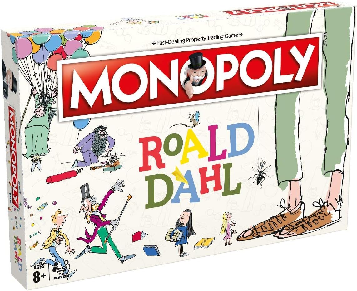 Winning Moves Roald Dahl Monopoly Board Game, Choose your token from Matilda’s books, James’s Giant Peach and tour characters and locations from the Roald Dahl stories, for ages 8 plus-0