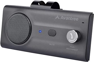 Avantree CK11 Hands Free Bluetooth 5.0 Car Kits, Quality Loud Speakerphone, Siri Assistant Support, Motion AUTO ON, Volume Knob, Wireless in Car Handsfree Speaker Kit with Visor Clip - Titanium