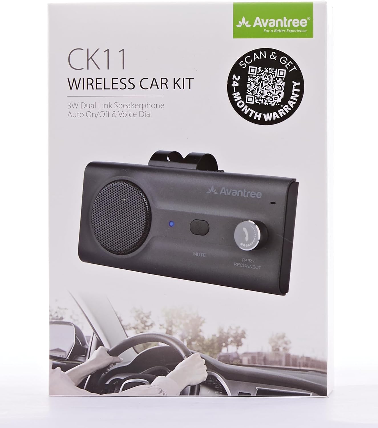 Avantree CK11 Hands Free Bluetooth 5.0 Car Kits, Quality Loud Speakerphone, Siri Assistant Support, Motion AUTO ON, Volume Knob, Wireless in Car Handsfree Speaker Kit with Visor Clip - Titanium-7