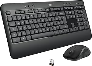 Logitech MK540 Advanced Wireless Keyboard and Mouse Combo for Windows, 2.4 GHz Unifying USB-Receiver, Multimedia Hotkeys, 3-Year Battery Life, for PC, Laptop, QWERTY UK English Layout - Black