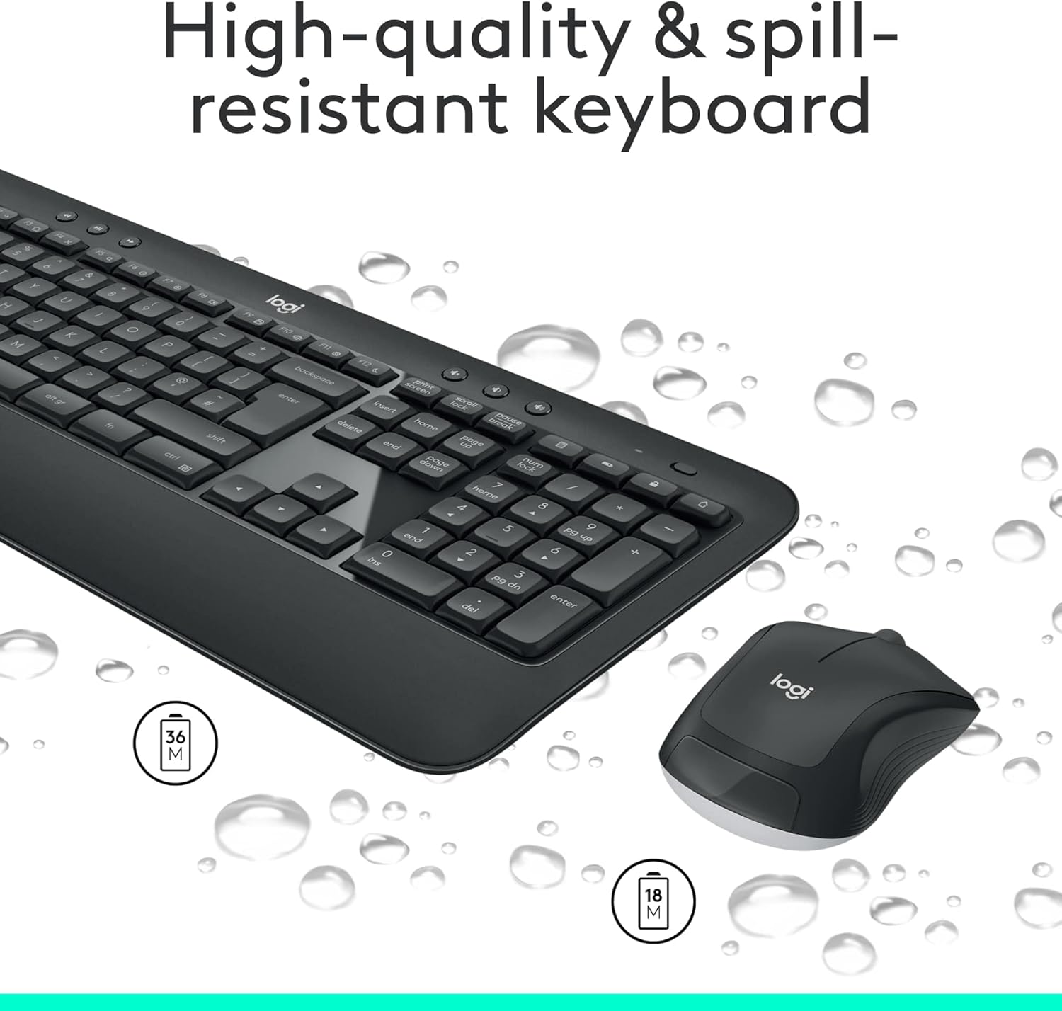 Logitech MK540 Advanced Wireless Keyboard and Mouse Combo for Windows, 2.4 GHz Unifying USB-Receiver, Multimedia Hotkeys, 3-Year Battery Life, for PC, Laptop, QWERTY UK English Layout - Black-3