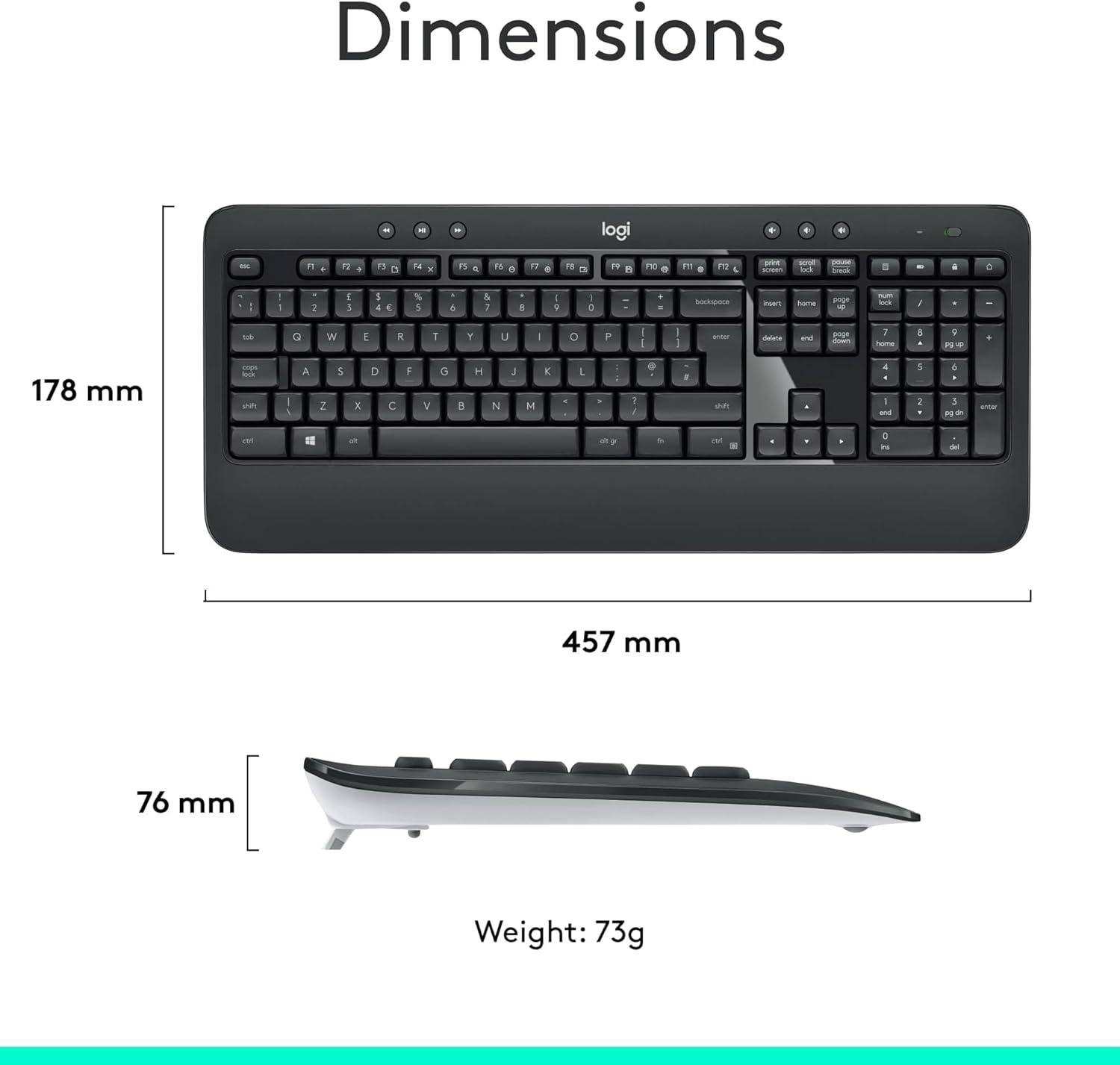 Logitech MK540 Advanced Wireless Keyboard and Mouse Combo for Windows, 2.4 GHz Unifying USB-Receiver, Multimedia Hotkeys, 3-Year Battery Life, for PC, Laptop, QWERTY UK English Layout - Black-6