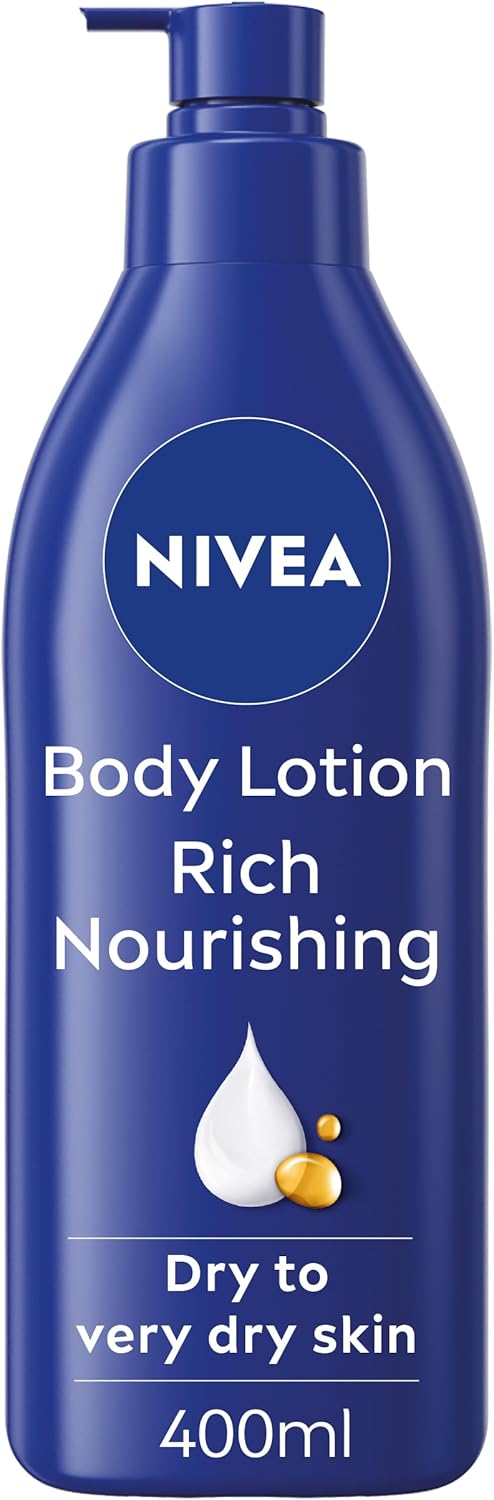 NIVEA Rich Nourishing Body Lotion (400ml), Rich 72H Hydration NIVEA Moisturiser for Dry Skin Made with Deep Moisture Serum and Almond Oil, Intensive Hydration NIVEA Body Lotion-0