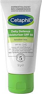 Cetaphil Daily Defence Face Moisturiser, SPF 50+ Day Cream With Glycerin, 50g, Sunscreen For All Skin Types