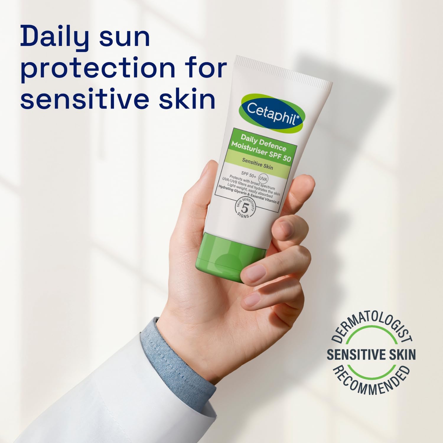 Cetaphil Daily Defence Face Moisturiser, SPF 50+ Day Cream With Glycerin, 50g, Sunscreen For All Skin Types-3