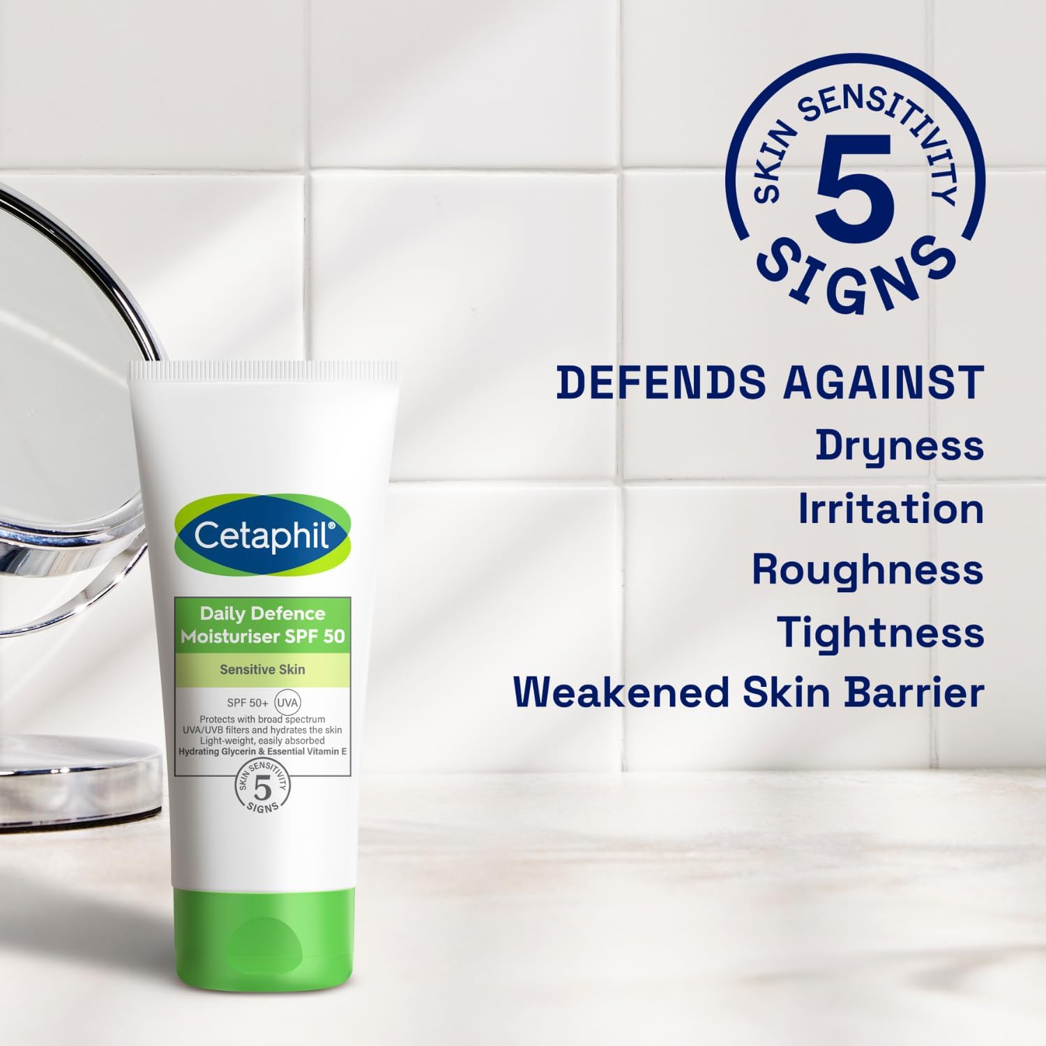 Cetaphil Daily Defence Face Moisturiser, SPF 50+ Day Cream With Glycerin, 50g, Sunscreen For All Skin Types-6