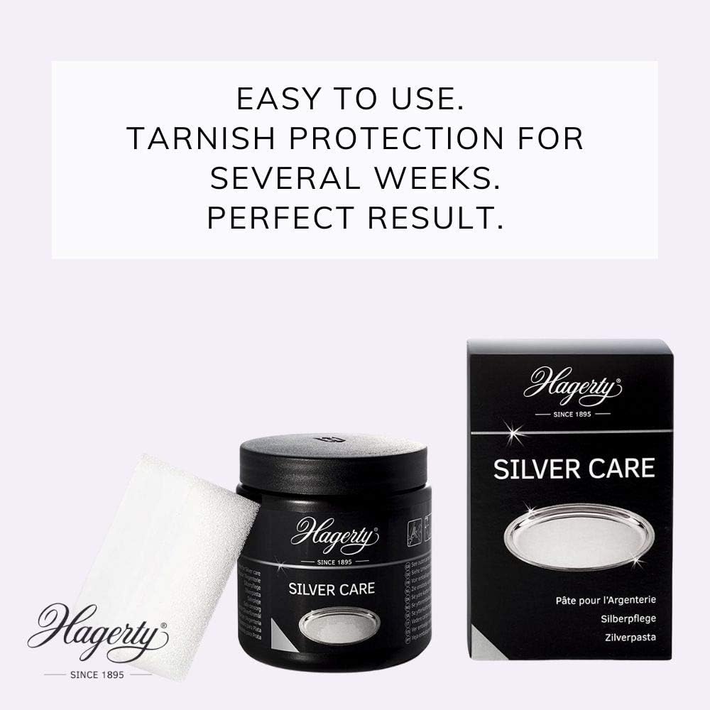 Hagerty Silver Care Silver Paste 185 g I Efficient polishing paste for cleaning & care of silver & silver plated metal I Silver polish for tarnished silverware plates I incl. sponge-2