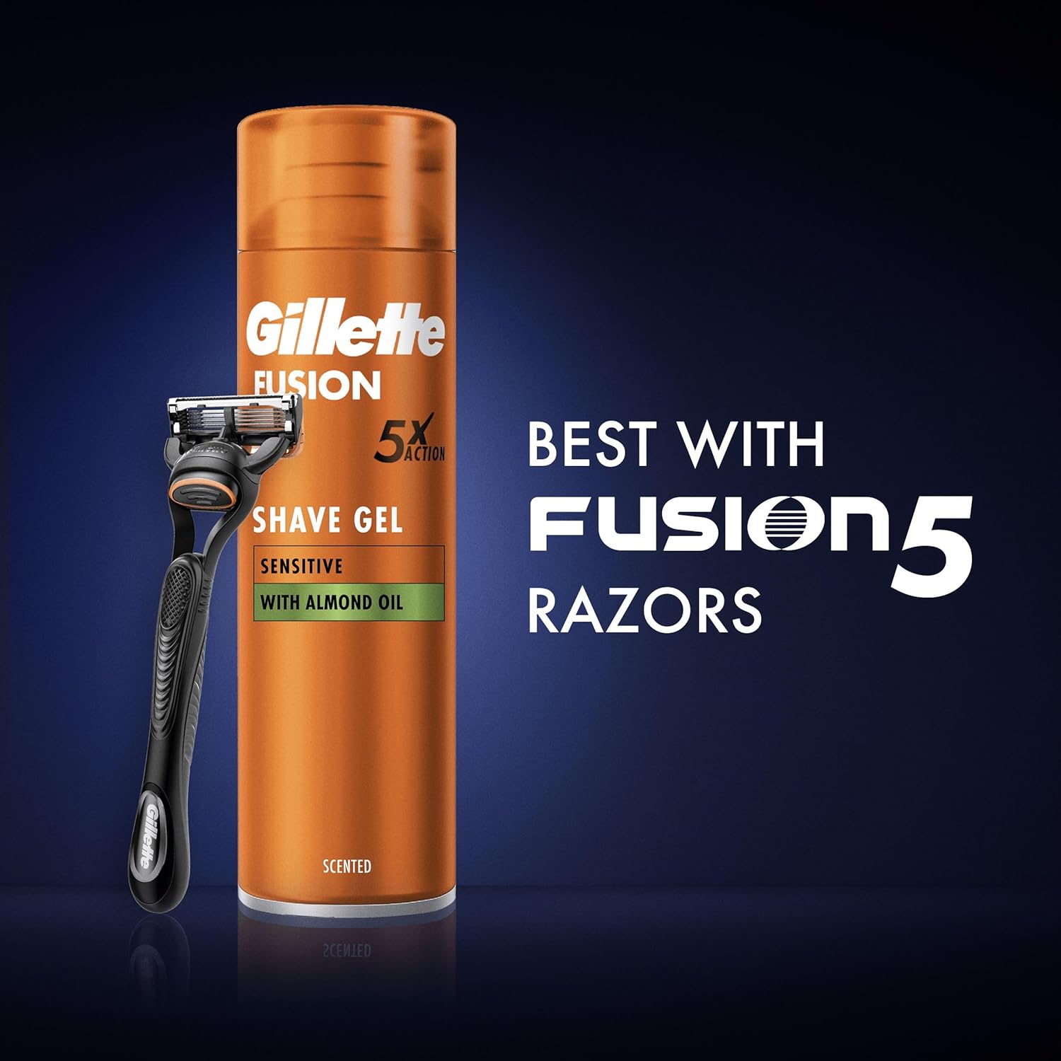 Gillette Fusion Shave Gel for Men with Almond Oil, for Sensitive Skin, 5X Action: Cleanses, Hydrates, Protects, Refreshes, and Soothes, 6x200ml-6