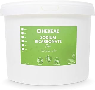 Hexeal 10kg Sodium Bicarbonate Bulk – 10kg Bucket of Large Food Grade Baking Soda for Cooking, Baking, Home Cleaning & Bath Bombs – Fine Powder, Deodorises & Removes Grime – FCC E500