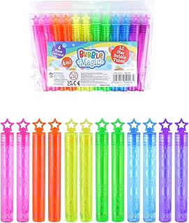 HENBRANDT Single Neon Star Party Bubble Tubes with Wand (Pack of 12) Children's 4ml Party Bubbles Loot Bag Fillers Summer Games for Boys and Girls Kids Party Bags