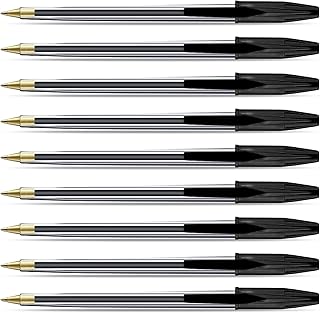 G4GADGET Premium Pack of 50 Black Biro Ballpoint Pens - Medium Tip for Fluent, Smooth Writing - Professional Quality Pens for Home, Office, and School Use