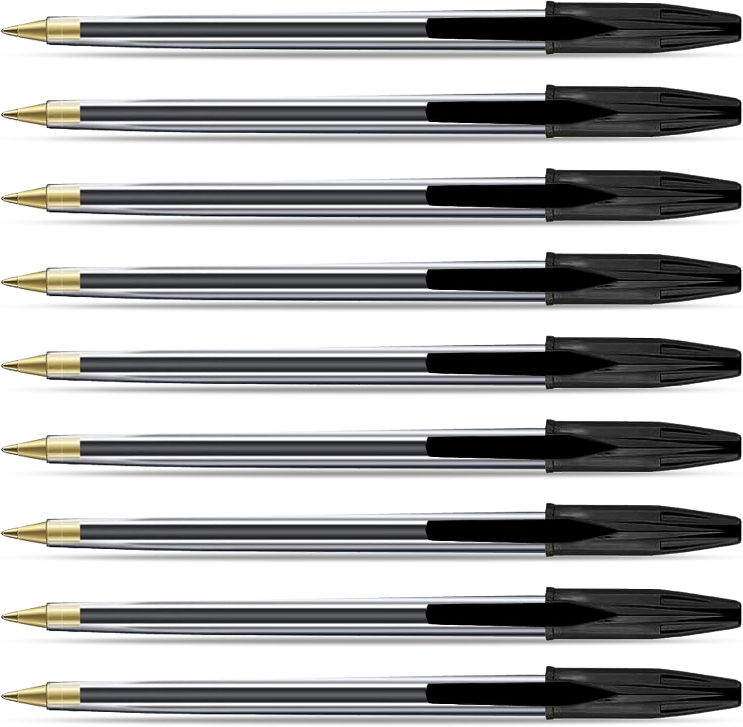 G4GADGET Premium Pack of 50 Black Biro Ballpoint Pens - Medium Tip for Fluent, Smooth Writing - Professional Quality Pens for Home, Office, and School Use-0