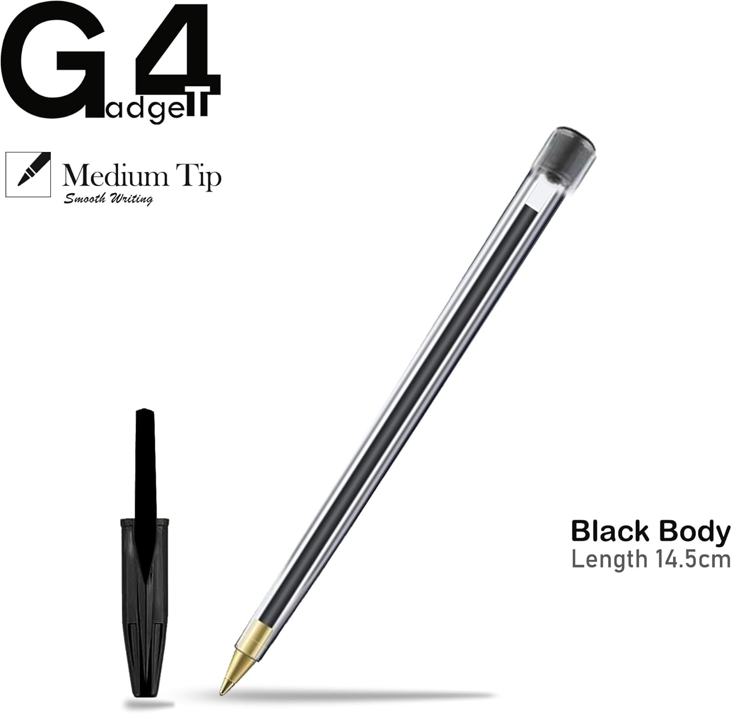 G4GADGET Premium Pack of 50 Black Biro Ballpoint Pens - Medium Tip for Fluent, Smooth Writing - Professional Quality Pens for Home, Office, and School Use-1