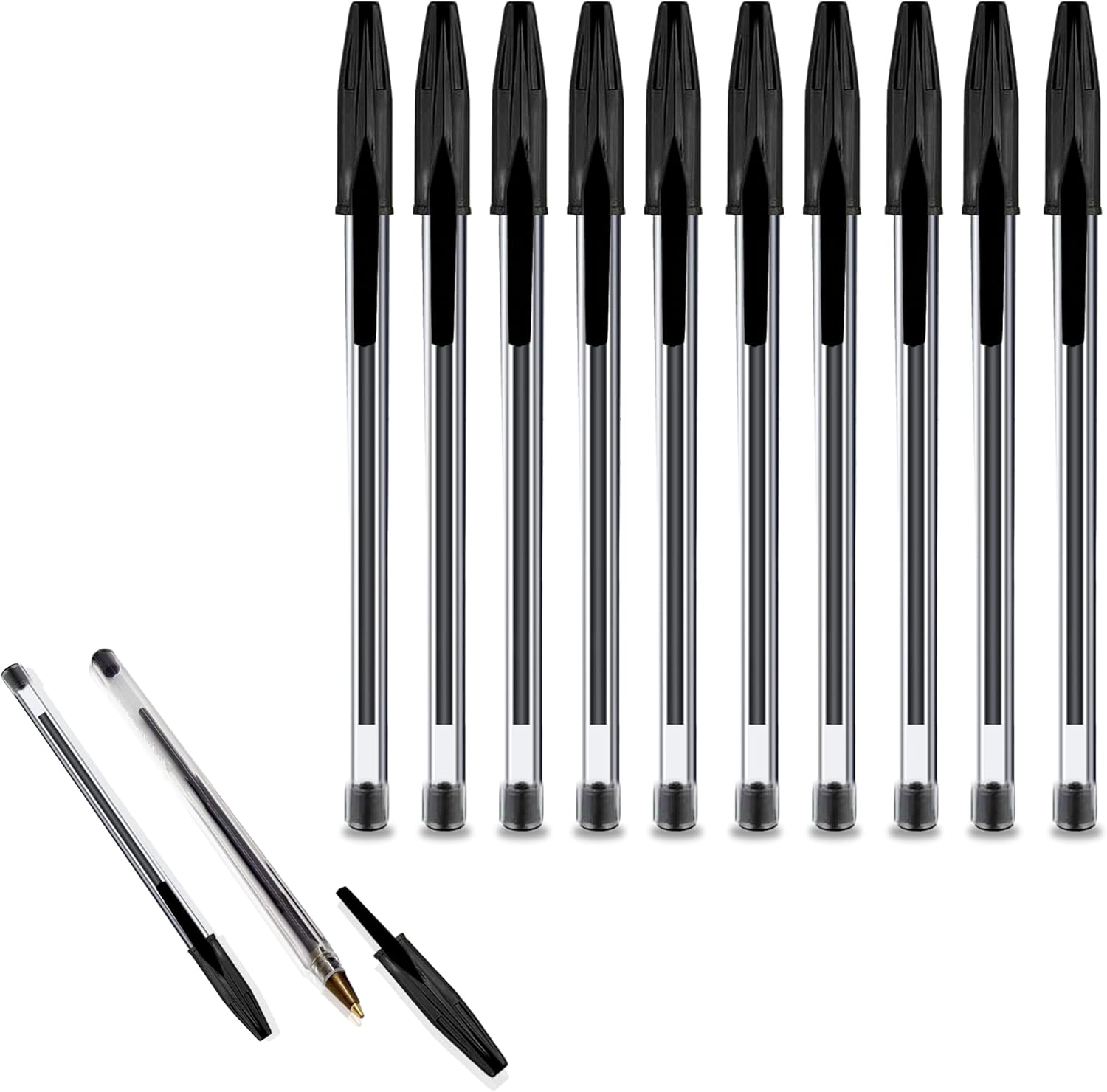 G4GADGET Premium Pack of 50 Black Biro Ballpoint Pens - Medium Tip for Fluent, Smooth Writing - Professional Quality Pens for Home, Office, and School Use-8