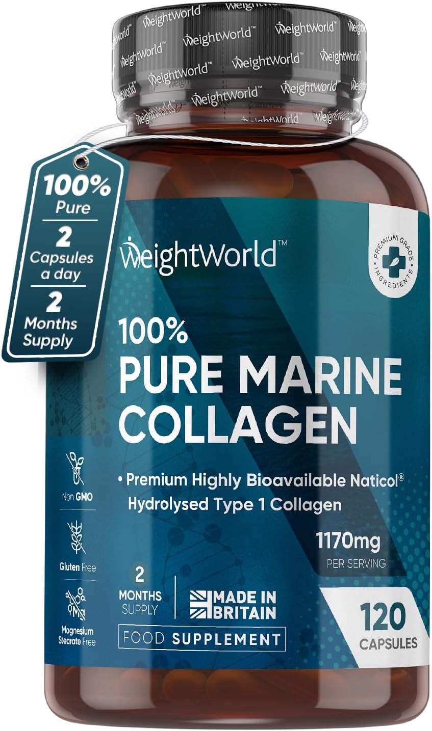 100% Pure Marine Collagen Capsules - 120 Capsules (Not Collagen Powder/Collagen Tablets) - 2 Months Supply - Collagen Supplements for Women & Men - Premium Naticol Type 1 Hydrolysed Collagen Peptides-0