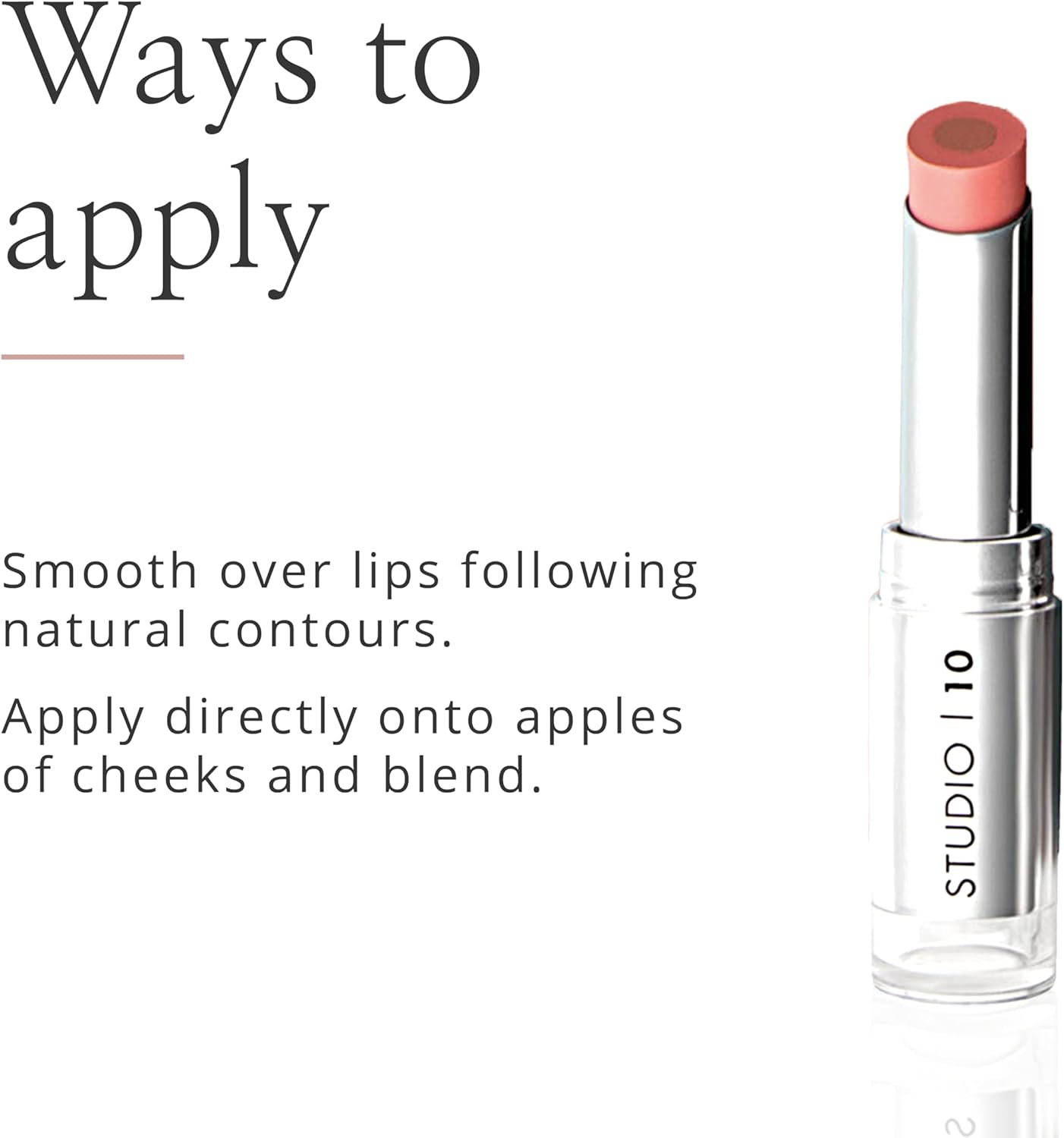 Studio 10 Wake Up & Glow Blush Stick - Long Lasting Lip & Cheek Tint for Lightweight Blush Colour - Cream Blusher for Mature Skin - with Hydrating Hyaluronic Acid Core (Shade - Peach)-4