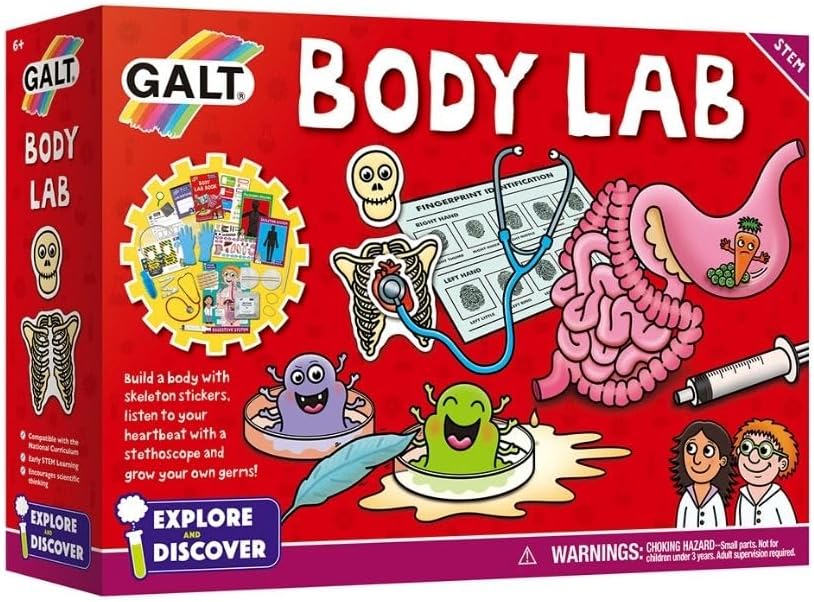 Galt Body Lab -Explore and Discover Biology Science Kit with Stethoscope,Petri-Dishes,Magnifying Glass and More - 14 Science Experiments Set, Educational STEM Toys for Girls and Boys Ages 6 Years Plus-0