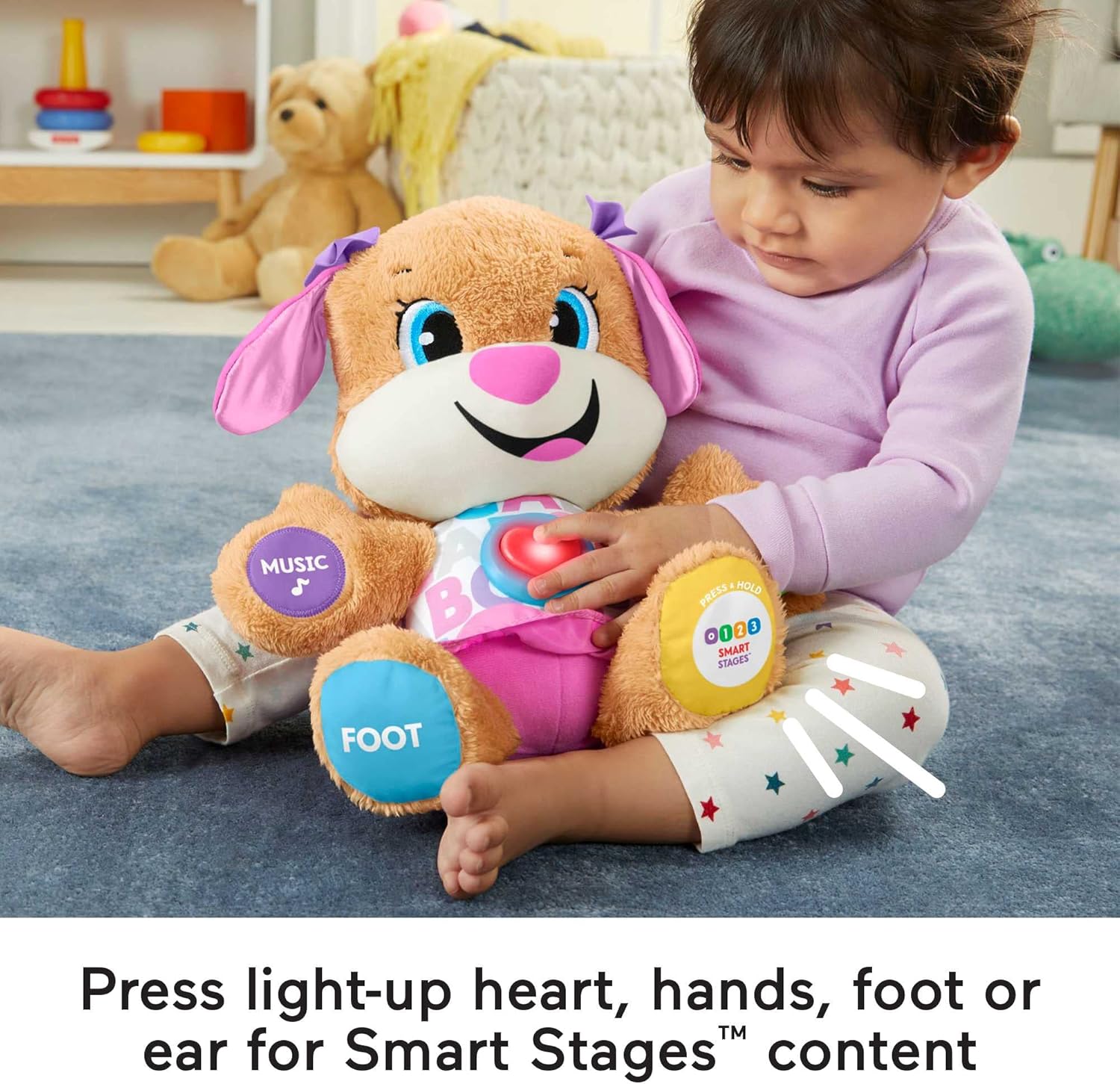 Fisher-Price Laugh & Learn Smart Stages Sis | Interactive Baby Toys 6 - 36 Months | Educational Toys for 1 Year Old Girls and Boys with Music and Lights | 1st Birthday Gifts, UK English Version, FPP51-3