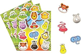 Henbrandt 50x Children's Jungle Stickers - Party Bag Loot Fillers/Classroom Rewards/Lucky Dip Prizes/Party Favours/Stickers for Kids/Children's Stickers