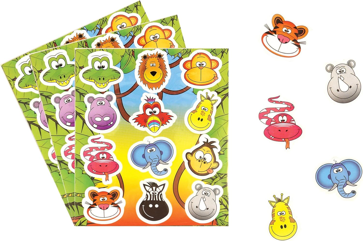 Henbrandt 50x Children's Jungle Stickers - Party Bag Loot Fillers/Classroom Rewards/Lucky Dip Prizes/Party Favours/Stickers for Kids/Children's Stickers-0