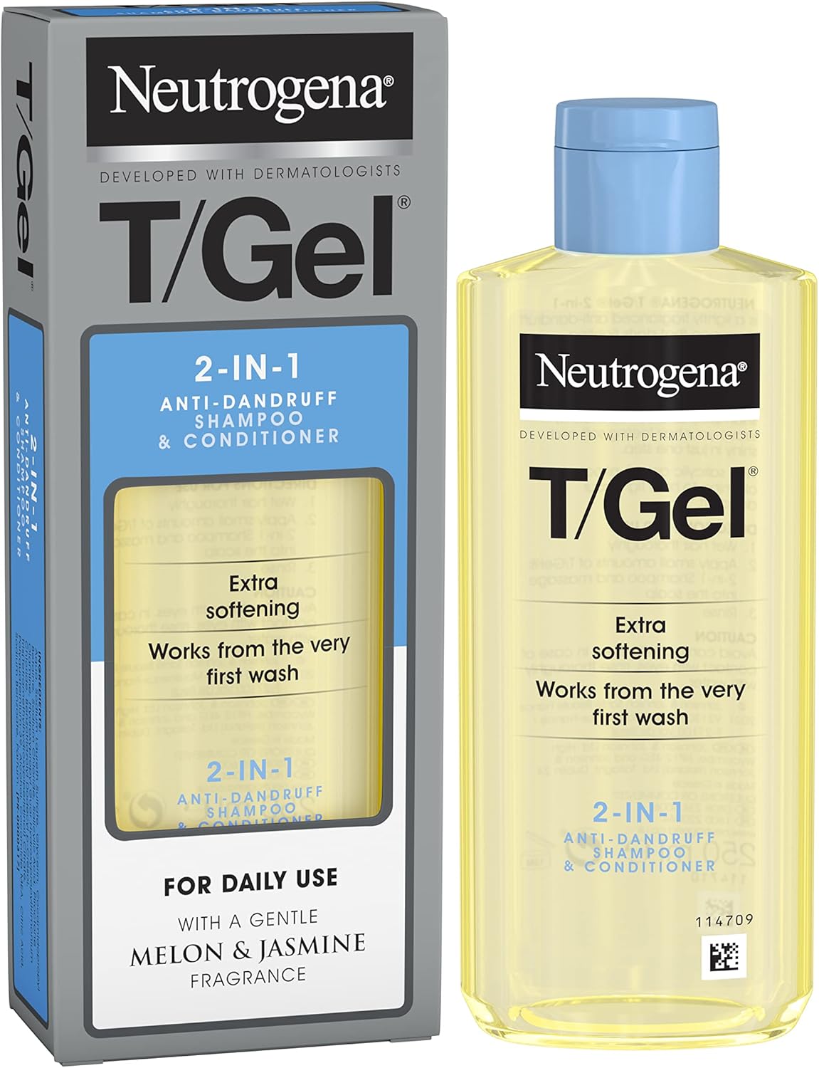 Neutrogena T/Gel 2 in 1 Anti-Dandruff Shampoo and Conditioner (1x 250ml), Shampoo and Conditioner to Help Fight Dandruff From First Wash, Haircare for Soft and Shiny Healthy-Looking Hair and Scalp-0