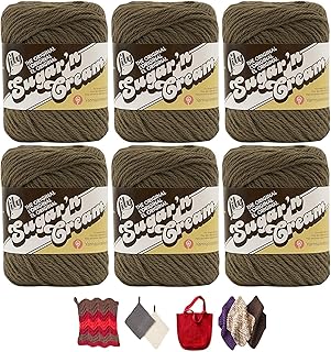 LILY Sugar 'n Cream Supersize-Pack of 6-113g Each Ball-Warm Brown