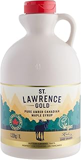 St Lawrence Gold 100% Pure Canadian Maple Syrup 1 Litre - Grade A, Amber - Rich, Caramel Butter Syrup for Pancakes, Waffles, Cooking and Glazing - Gluten Free, Vegan, Bulk Buy