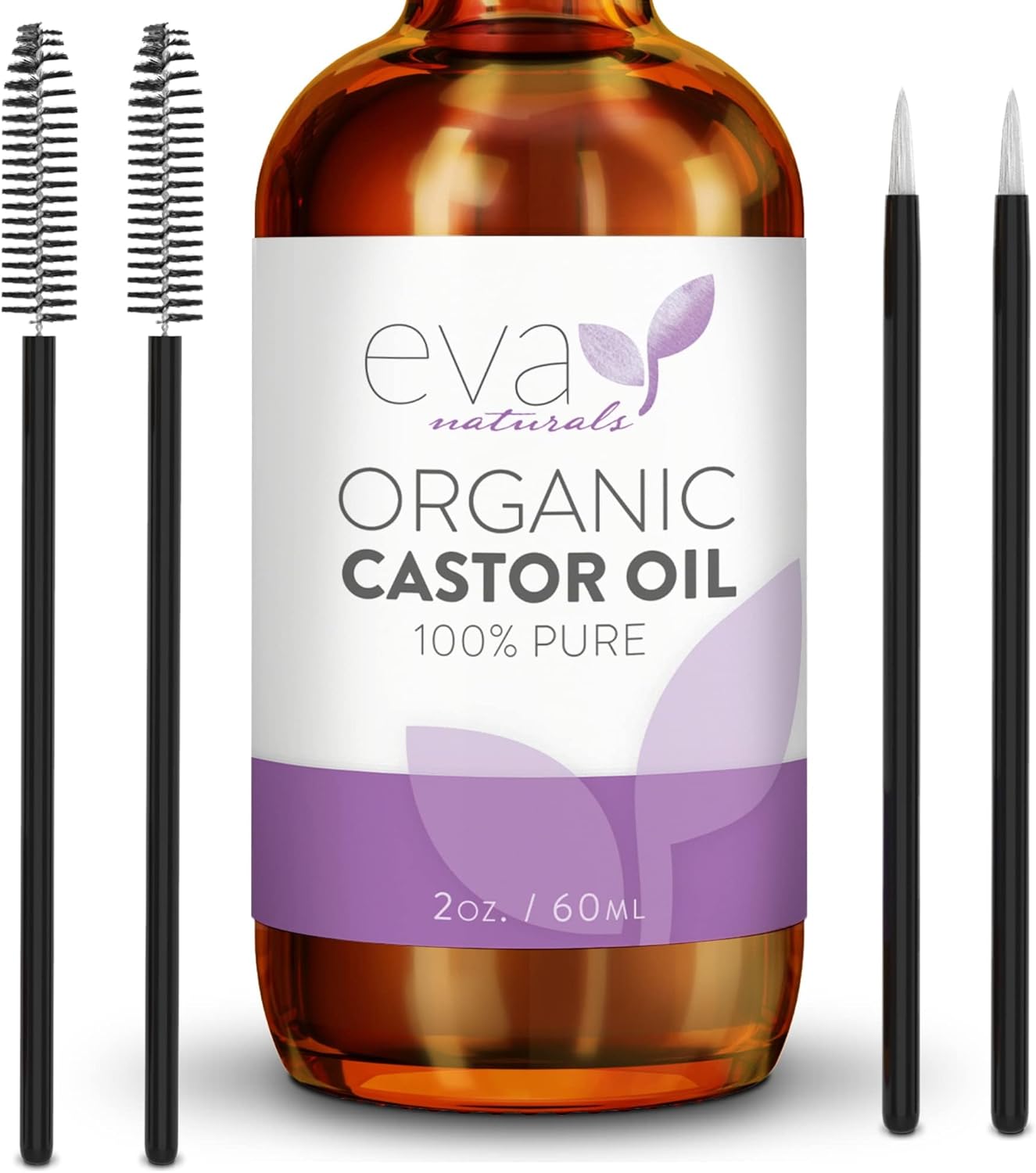 Eva Naturals Organic Castor Oil (60ml) - Promotes Hair, Eyebrow and Eyelash Growth - Diminishes Wrinkles and Signs of Aging - Hydrates and Nourishes Skin - 100% Pure - Cold Pressed-0