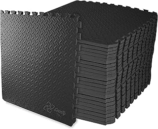 ComFy Mat Gym Flooring Mat, Foam Exercise Mats, Interlocking Puzzle EVA Floor Tiles, Non slip Rubber Cushion For Home Workout, Bonus Adhesives,24"X24"(60x60cm)