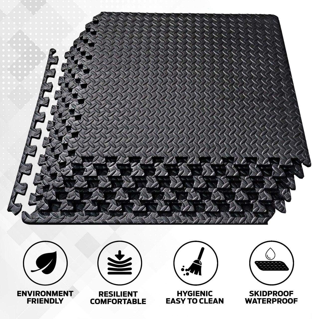 ComFy Mat Gym Flooring Mat, Foam Exercise Mats, Interlocking Puzzle EVA Floor Tiles, Non slip Rubber Cushion For Home Workout, Bonus Adhesives,24"X24"(60x60cm)-3