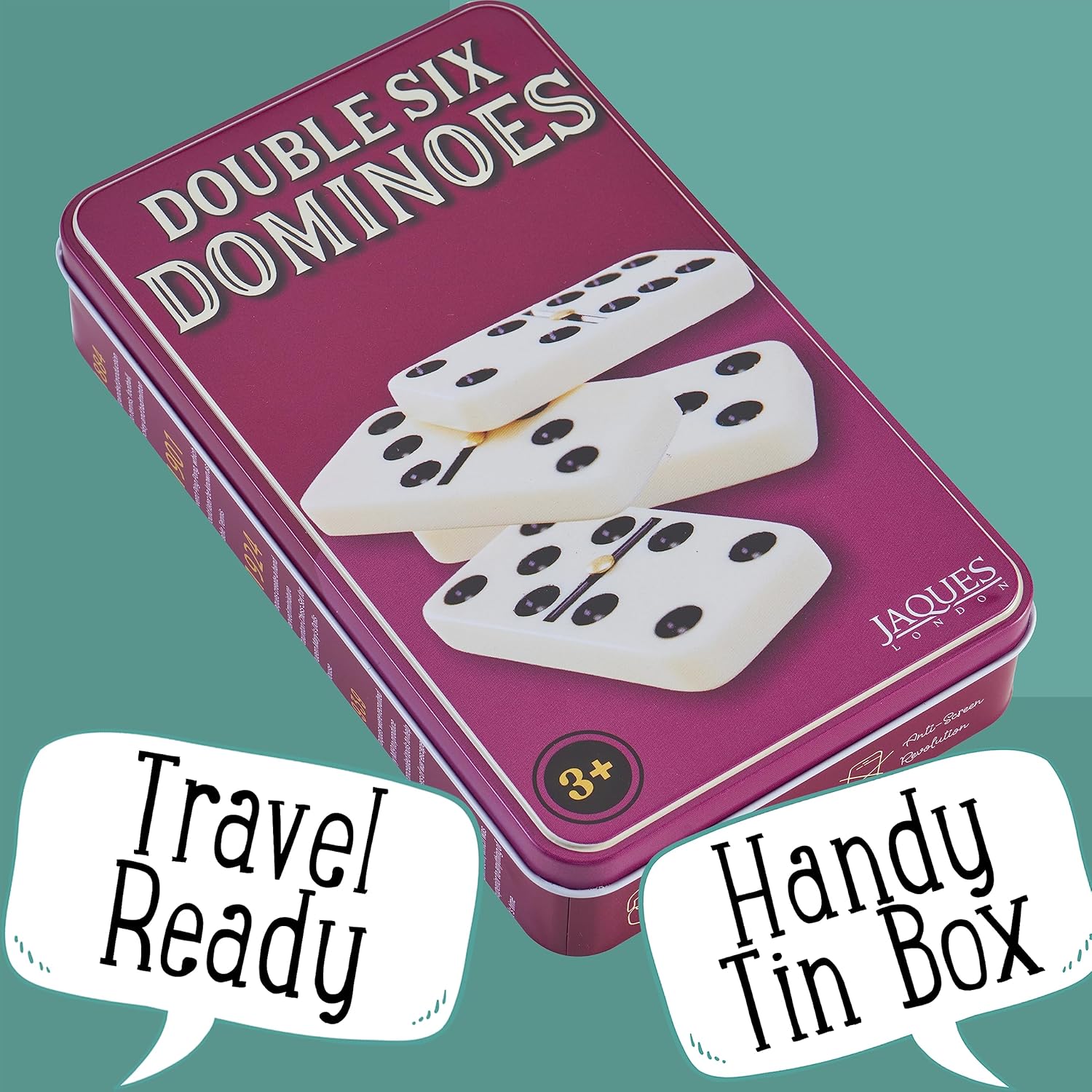 Jaques of London Dominoes | Luxury Dominoes Set for Adults & Kids Dominoes | Traditional Dominoes Game in Tin Box | Since 1795-1