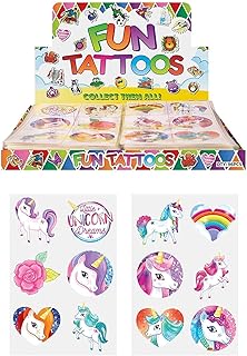 HENBRANDT 24 x Girls UNICORN Temporary Tattoos Children's Birthday Party Bag Filler