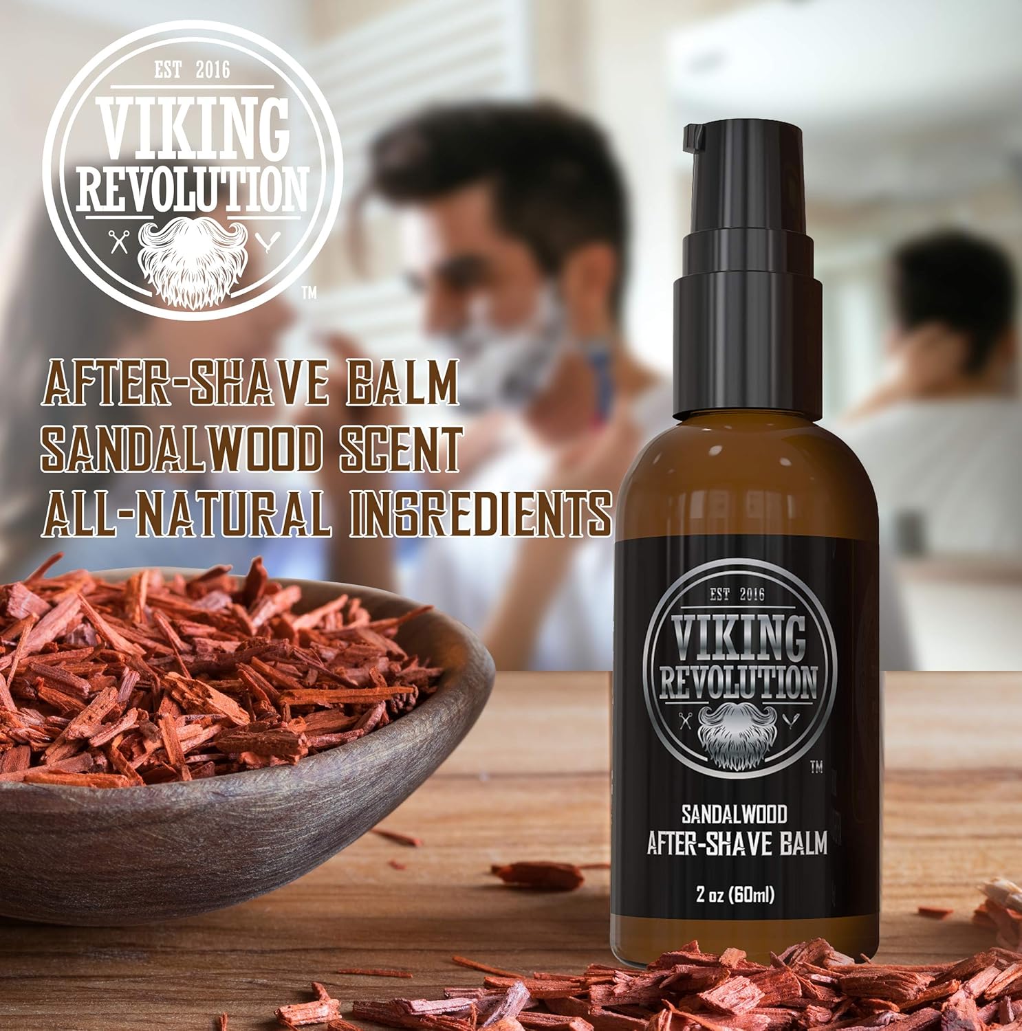 Viking Revolution Aftershave Balm for Men for Sensitive Skin - Sandalwood Scent - Soothes and Moisturizes Face After Shaving - Eliminates Razor Burn for A Silky Smooth Finish - After Shave Balm Men-2