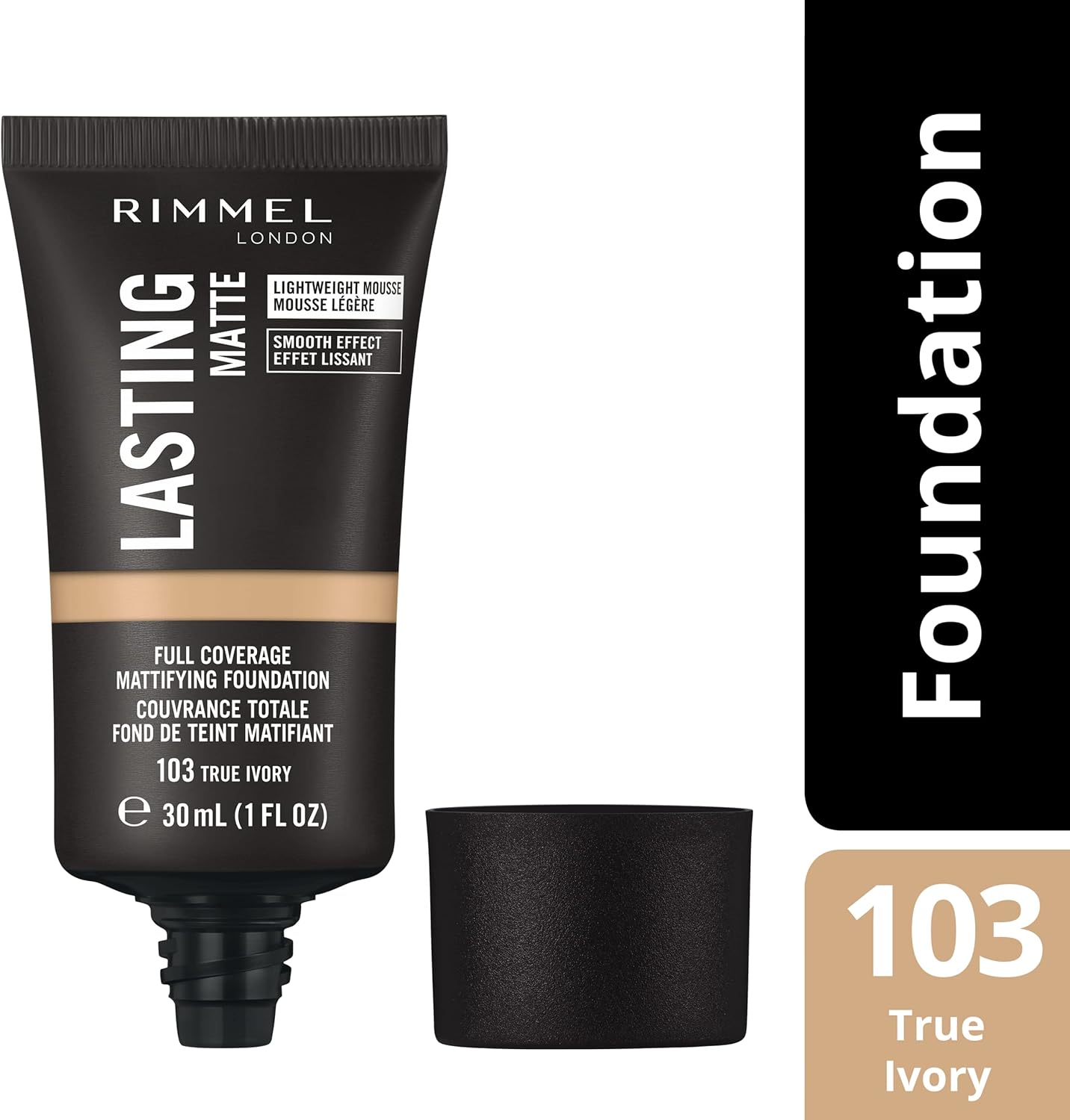 Rimmel Lasting Matte Full Coverage Light-weight Foundation 30ml, 103 True Ivory-4