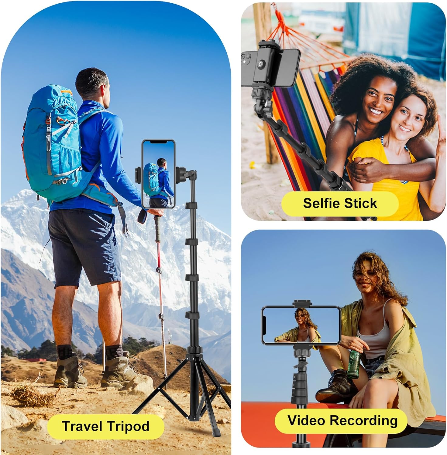 UBeesize Selfie Tripod 157 cm Extendable Smartphone Tripod with Bluetooth Remote Control Tripod for iPhone and Android Mobile Phone Black-5