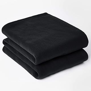 Dreamscene Large Warm Polar Fleece Throw Over Soft Luxury Sofa Bed Blanket, Plain Black - 150 x 200 cm