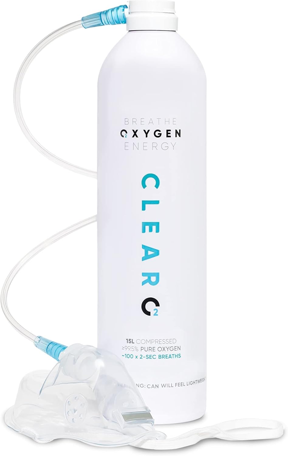 ClearO2 15L Oxygen Can with Mask and Tube | Pure Breathing Oxygen in a Lightweight Aluminium Canister | Made in Britain (Full Kit, 15 l (Pack of 1))-1