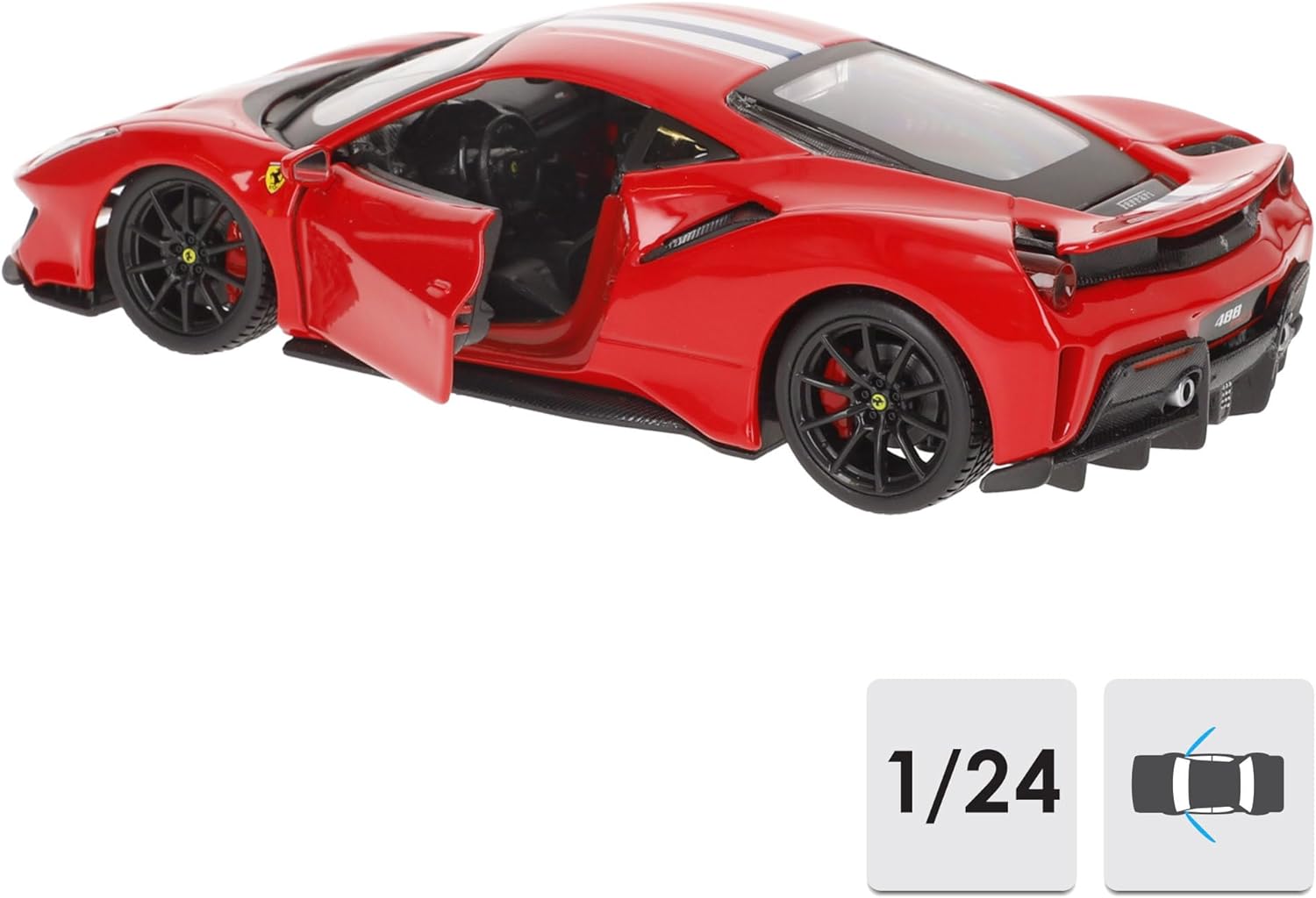 Bburago 1 24 - Ferrari 488 Pista R&P car - Assorted colors - 1 piece,Red, Medium-3