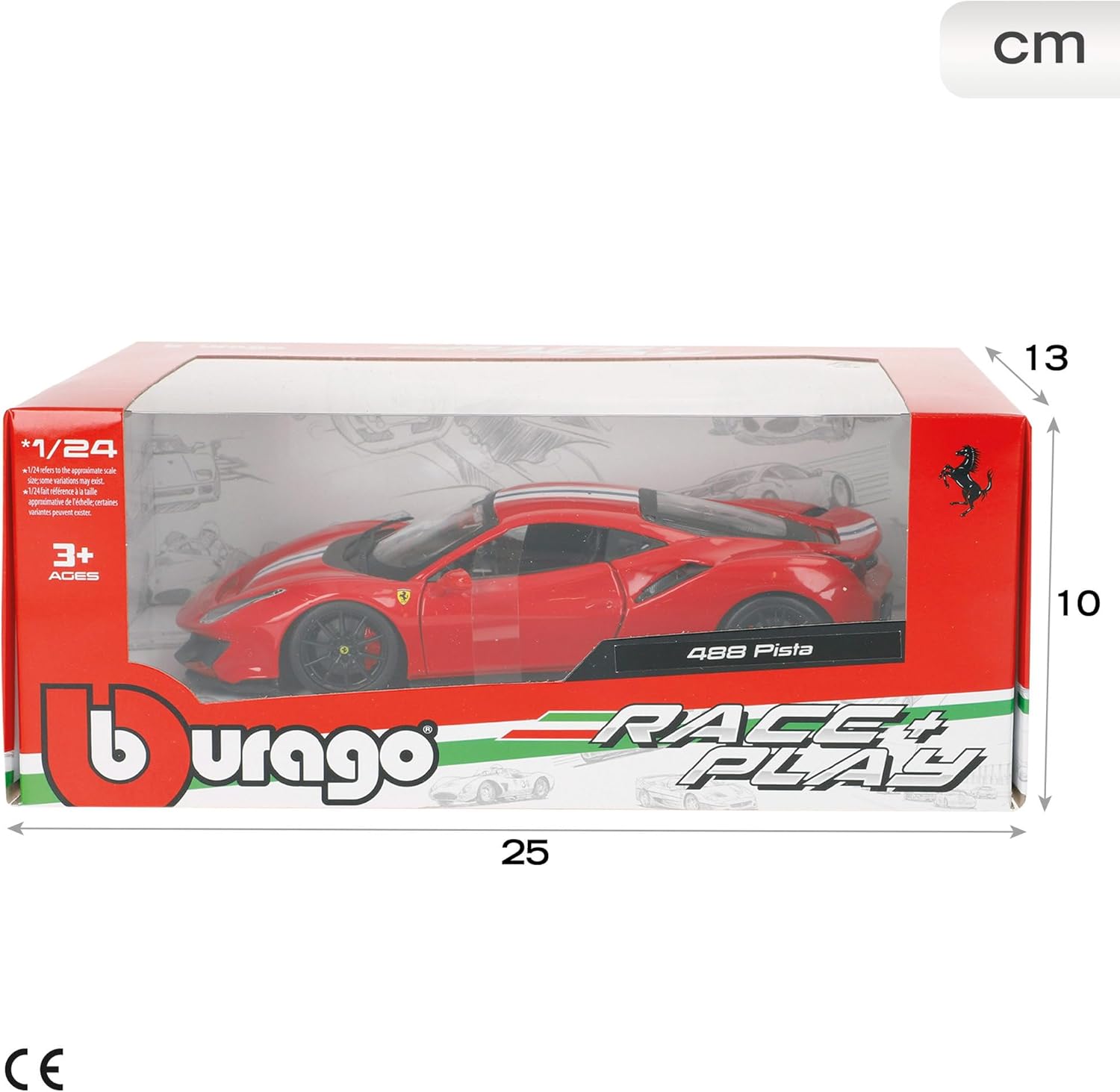 Bburago 1 24 - Ferrari 488 Pista R&P car - Assorted colors - 1 piece,Red, Medium-8