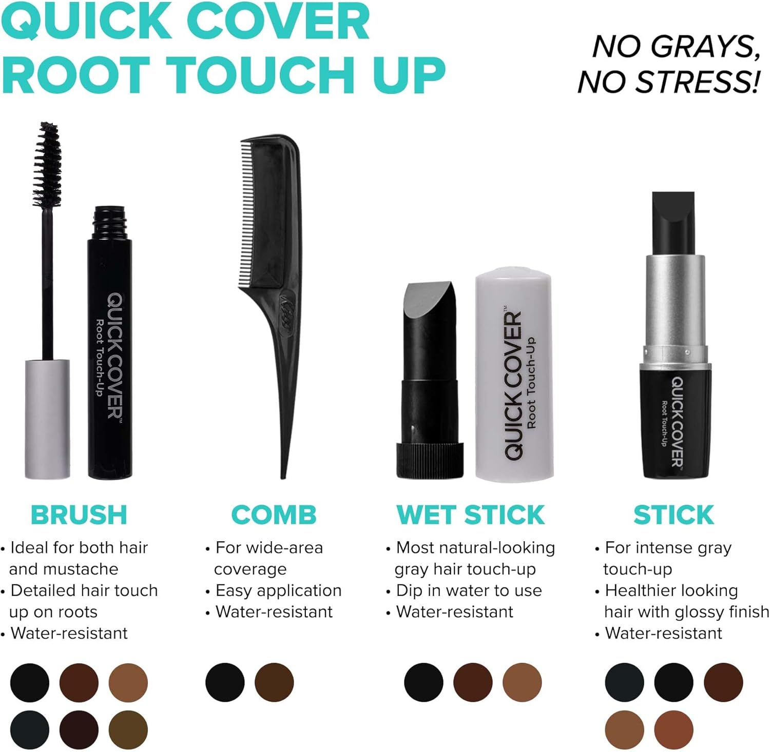 Kiss Quick Cover Brush-in Color Touch up [ Jet Black ] by Kiss-5