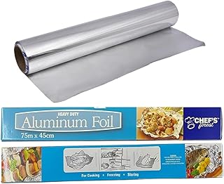 Tezraftaar® Aluminium Kitchen Catering Tin Foil Roll 450mm x 75m 18" for Hot Food Wrapping Baking Storing