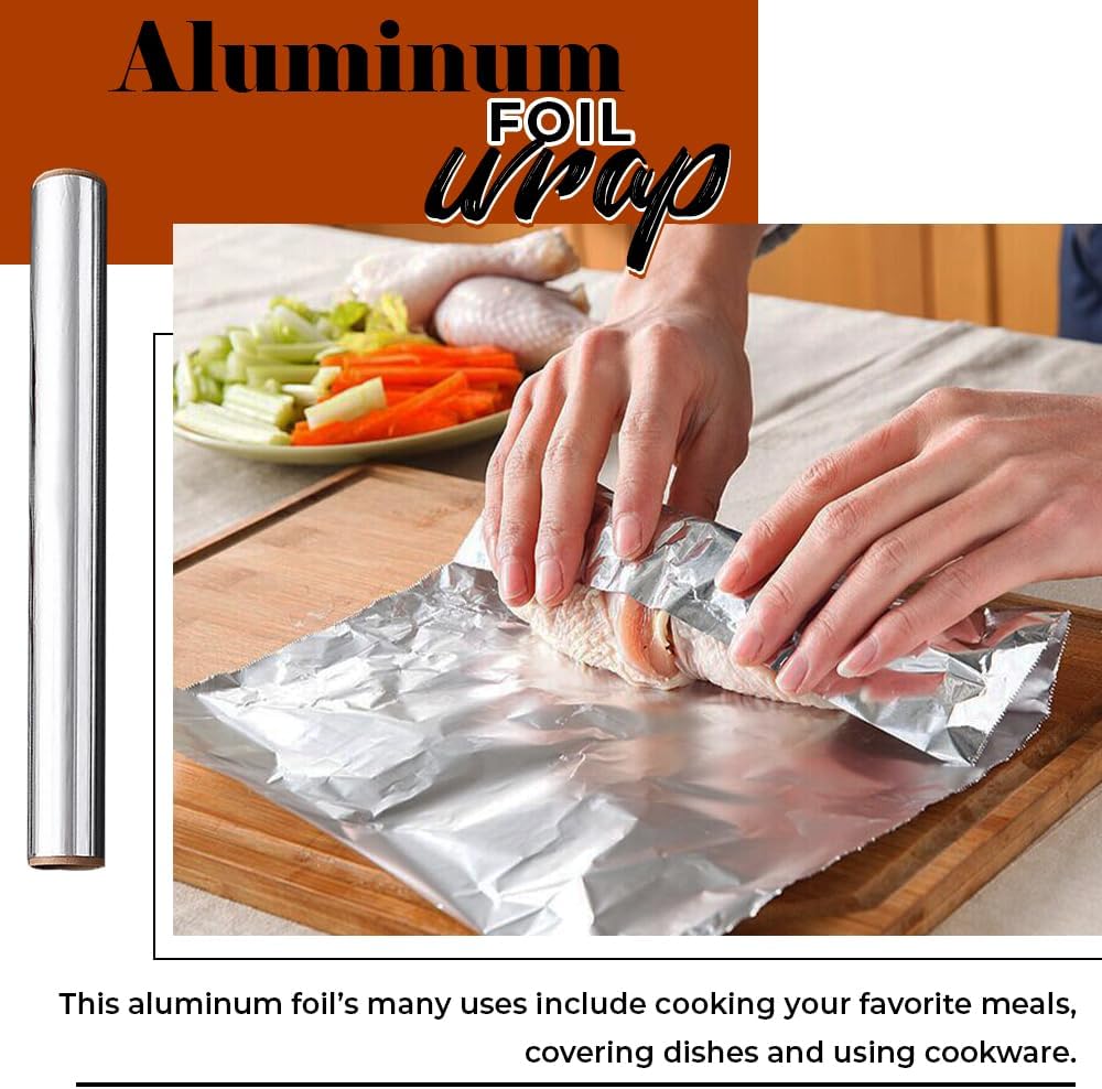 Tezraftaar® Aluminium Kitchen Catering Tin Foil Roll 450mm x 75m 18" for Hot Food Wrapping Baking Storing-5