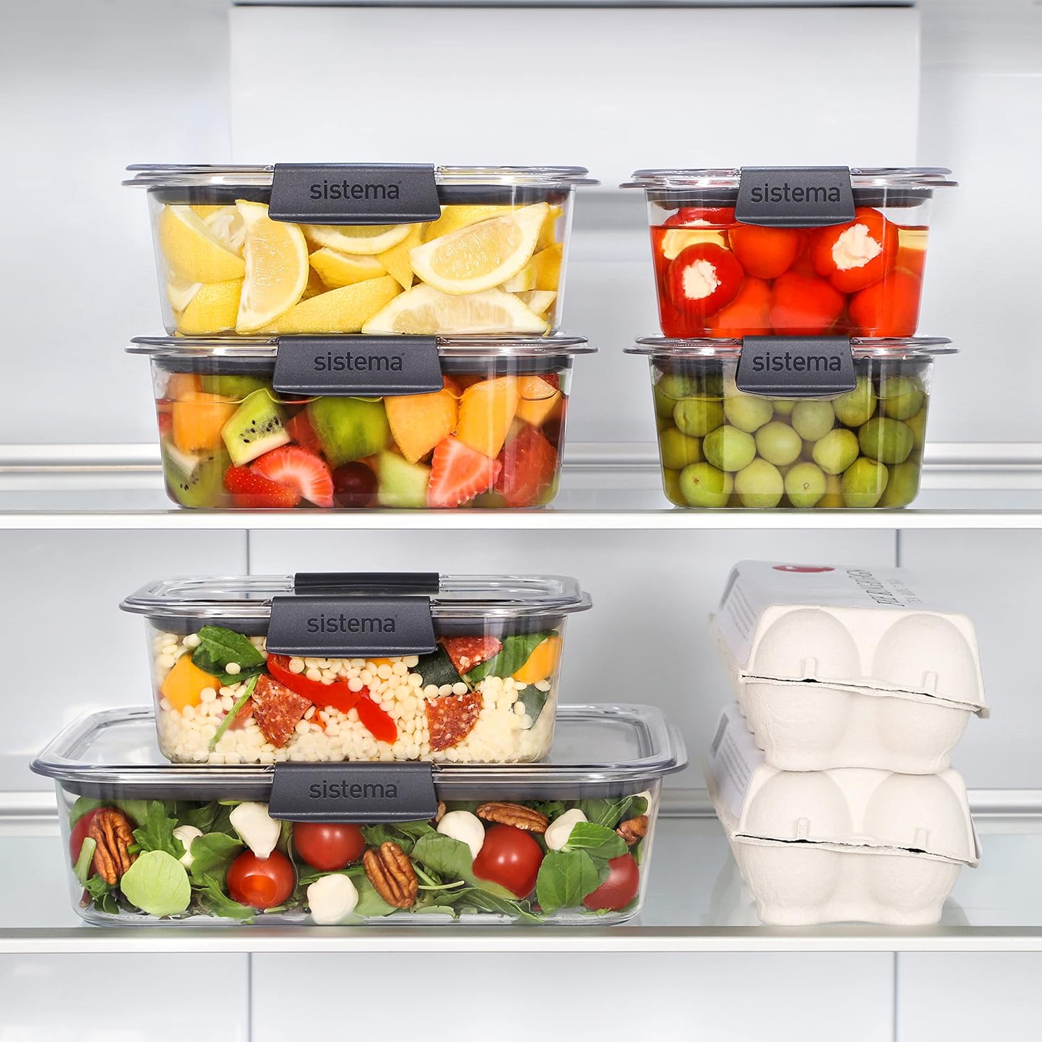 Sistema Brilliance Leakproof Food Storage Container | Stain and Odour Resistant | Microwave Steam Vents | 920 ml | BPA-Free | Grey Clips | 2 Count-4