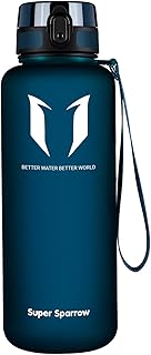 Super Sparrow Sports Water Bottle - 1.5L - Non-Toxic BPA Free & Eco-Friendly Tritan Co-Polyester Plastic - Fast Water Flow, Flip Top, Opens With 1-Click