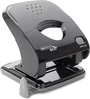 Rapesco 1525 ECO X5-40ps Less Effort 2 Hole Punch, 40 Sheet Capacity, Black