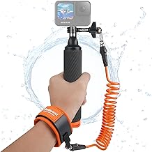 Action Camera Non-Slip Handler Floating Hand Grip Holder Mount w/Steel-cored Safety Strap for GoPro Insta360 Akaso Underwater Camcorder Scuba Diving Snorkeling Surfing Rafting Kayaking Selfie Stick