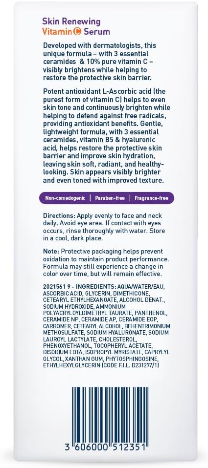 CeraVe 10% Pure Vitamin C Serum with Hyaluronic Acid and for Skin Brightening,Face | Fragrance Free | 1 Fl. Oz-6