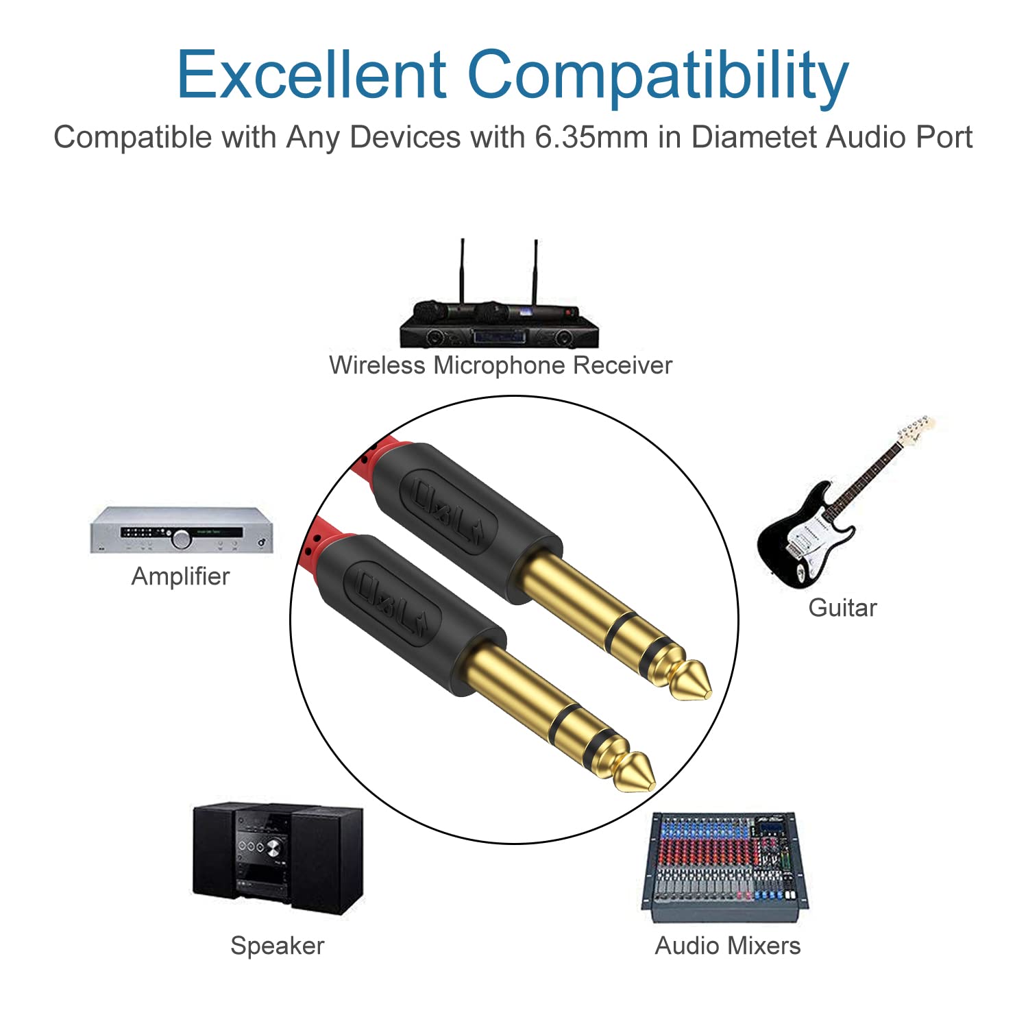 J&D 1/4 inch TRS Cable, Gold Plated Audiowave Series 6.35mm 1/4 inch Male TRS to 6.35mm 1/4 inch Male TRS Balanced Interconnect PVC Shelled Stereo Audio Cable, 0.9 Meter-3