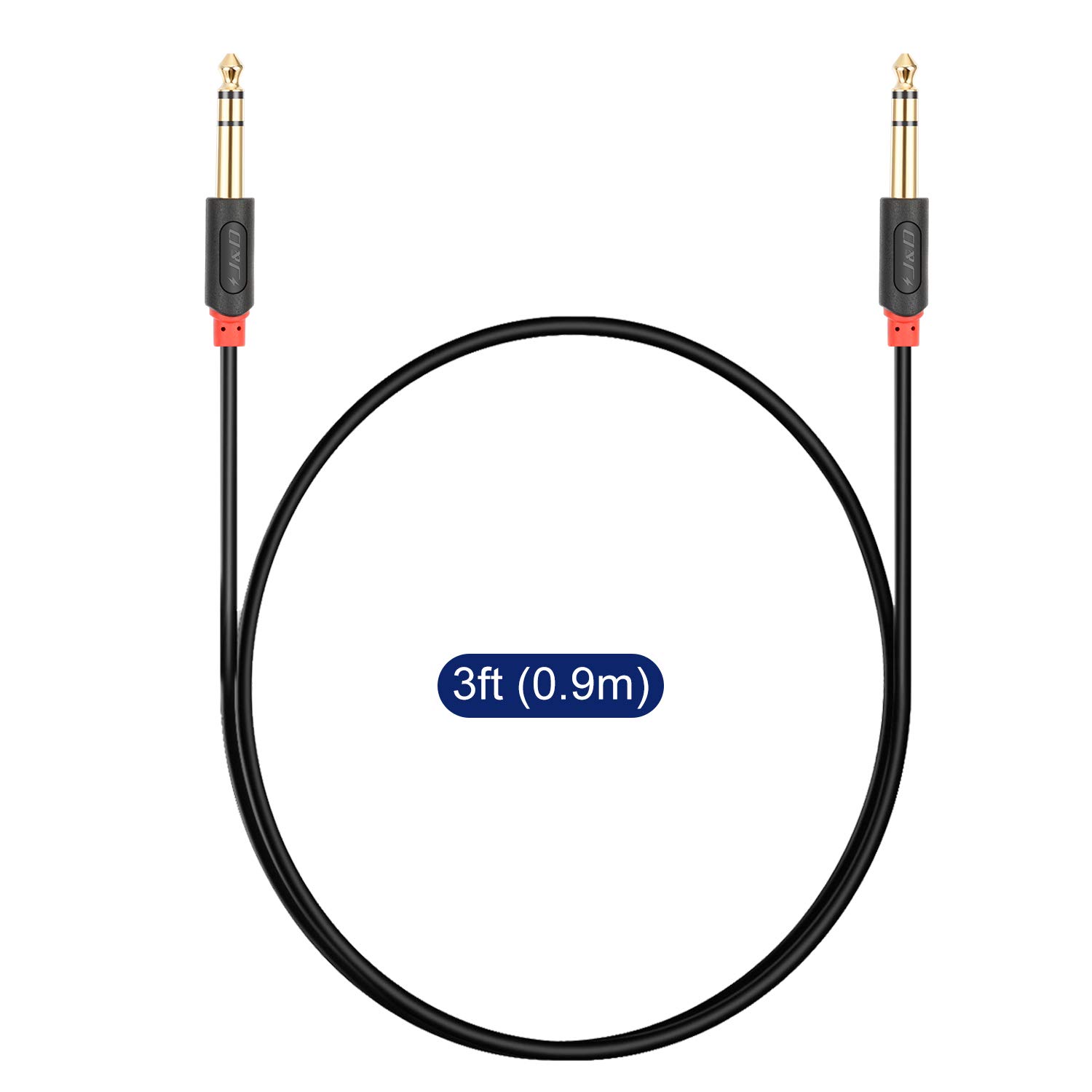 J&D 1/4 inch TRS Cable, Gold Plated Audiowave Series 6.35mm 1/4 inch Male TRS to 6.35mm 1/4 inch Male TRS Balanced Interconnect PVC Shelled Stereo Audio Cable, 0.9 Meter-6